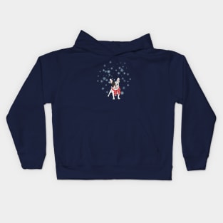 French Bulldog (Pied Frenchie Dog) with Winter Wear and Snowflakes Kids Hoodie